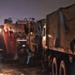 मोतीचूर फ्लाईओवर पर भीषण हादसा, पांच वाहन टकराए, आग लगी, महिला की मौत